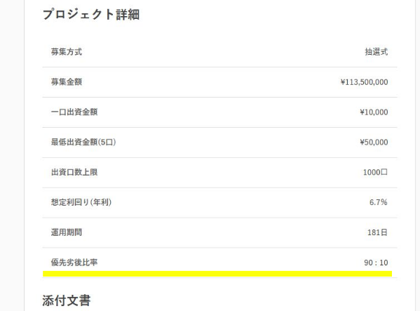 TSON FUNDINGの優先劣後割合の確認方法