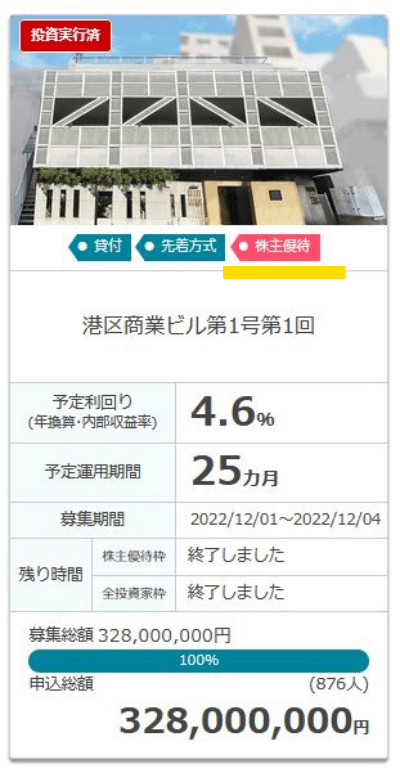 オーナーズブックの株主優待枠